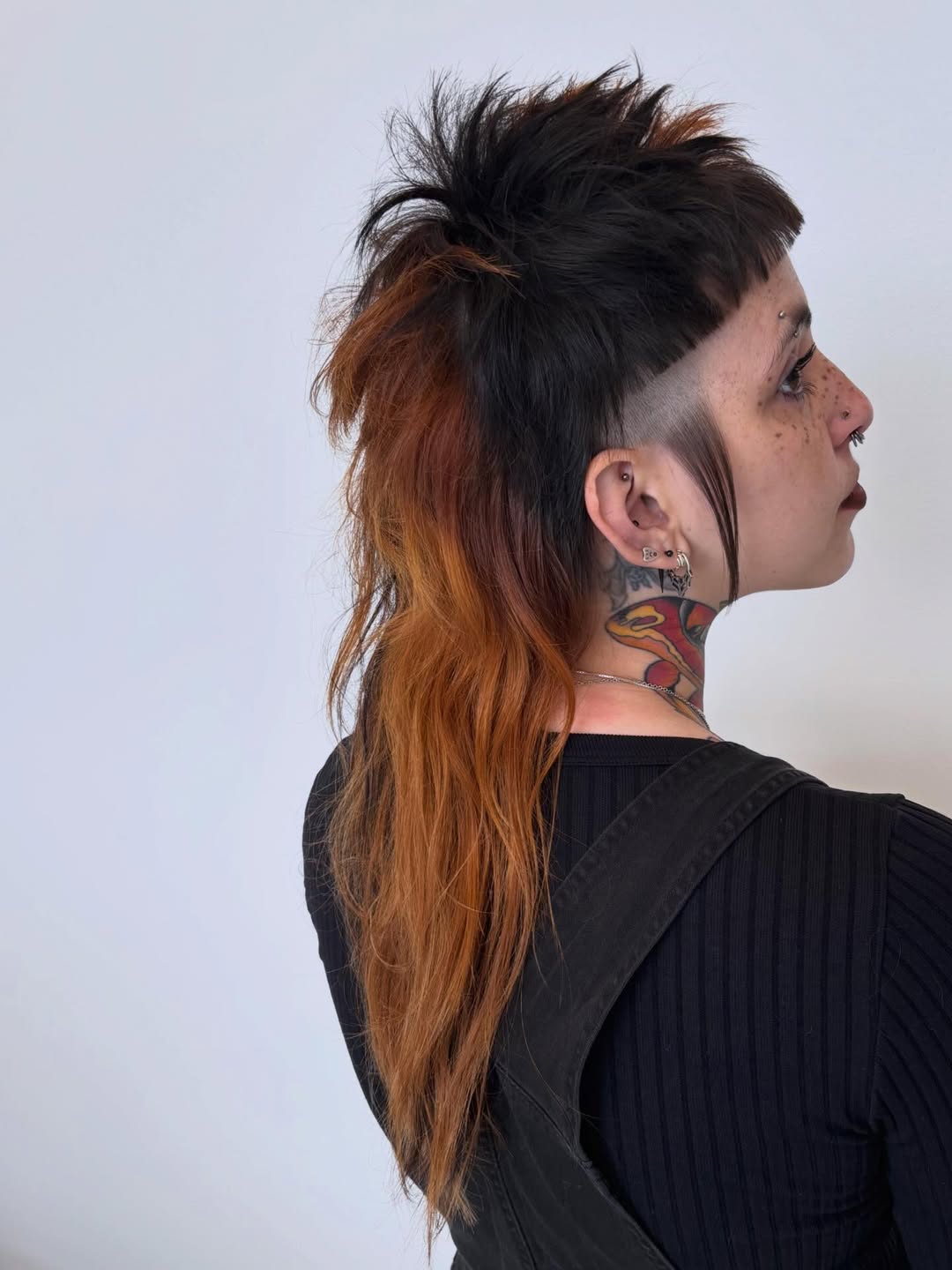 Two-Tone Mullet With Bold Undercut And Baby Bangs