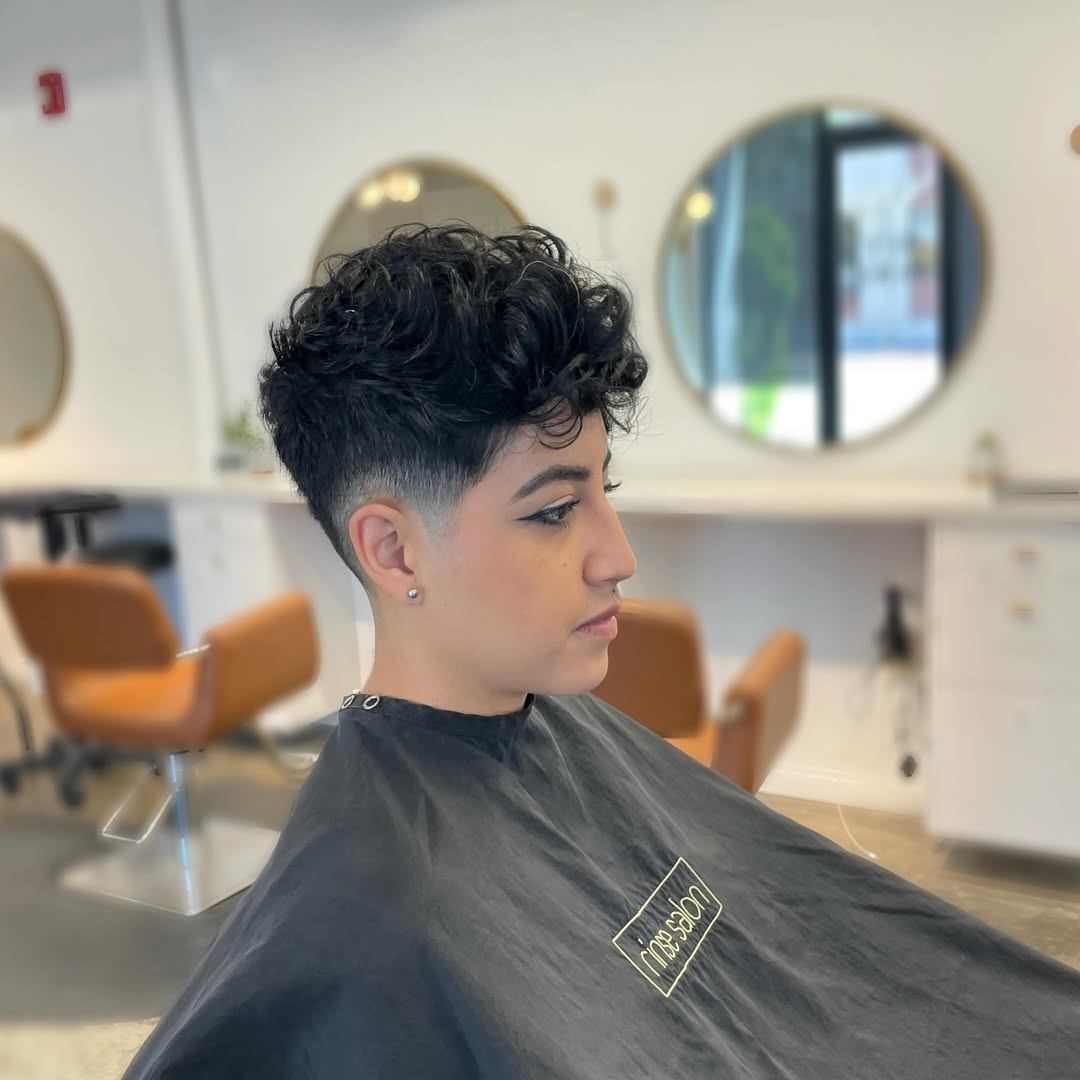 Undercut Curly Pixie With Textured Top