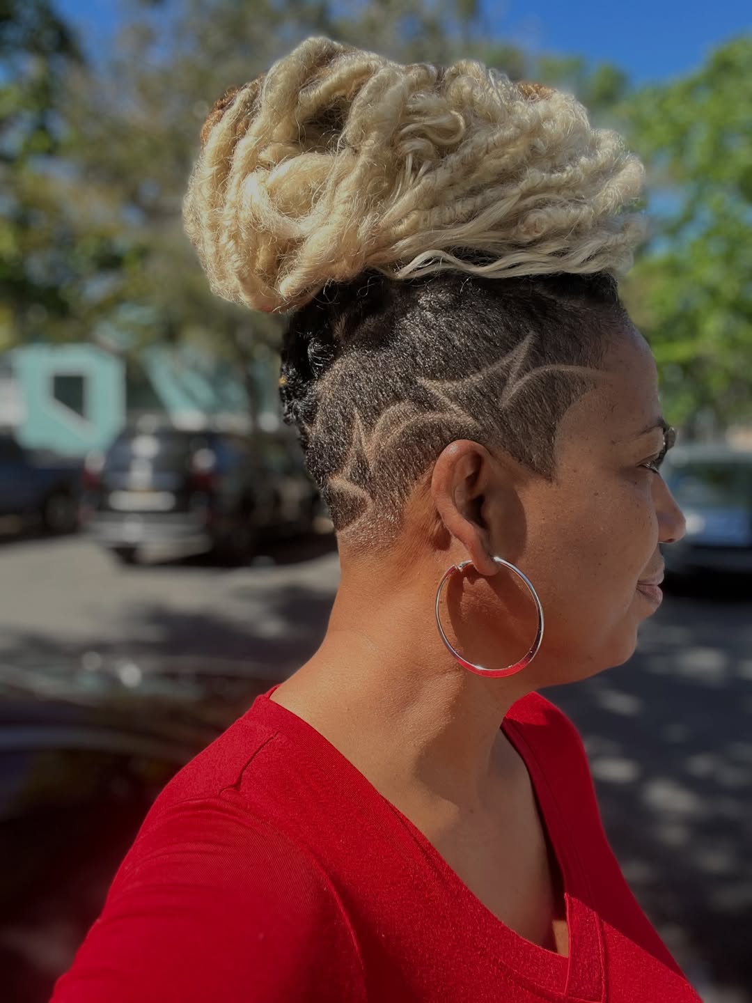 Undercut Hair Tattoo Blonde Dreadlock Updo