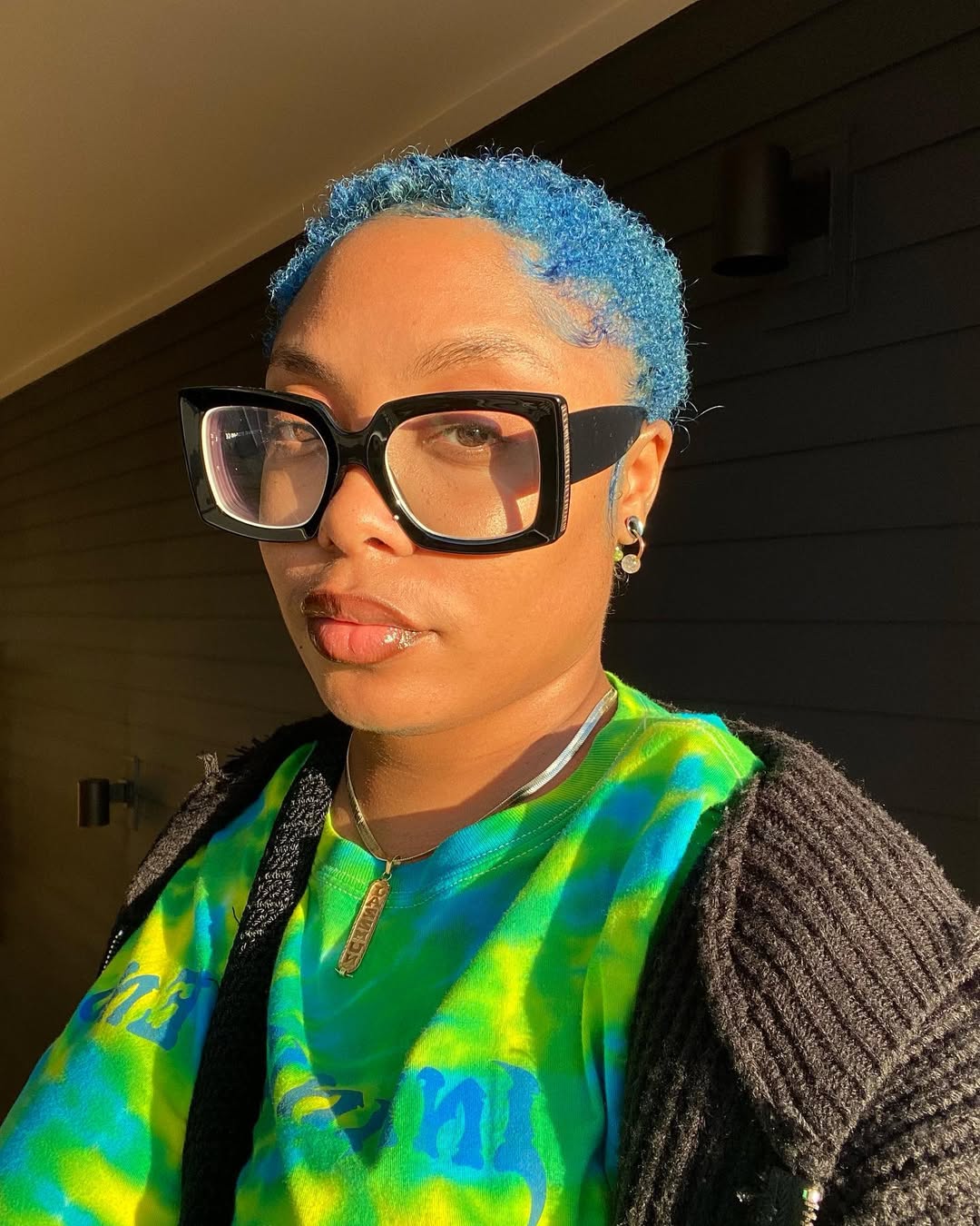 Vibrant Blue Coily Cropped Cut Short Hair