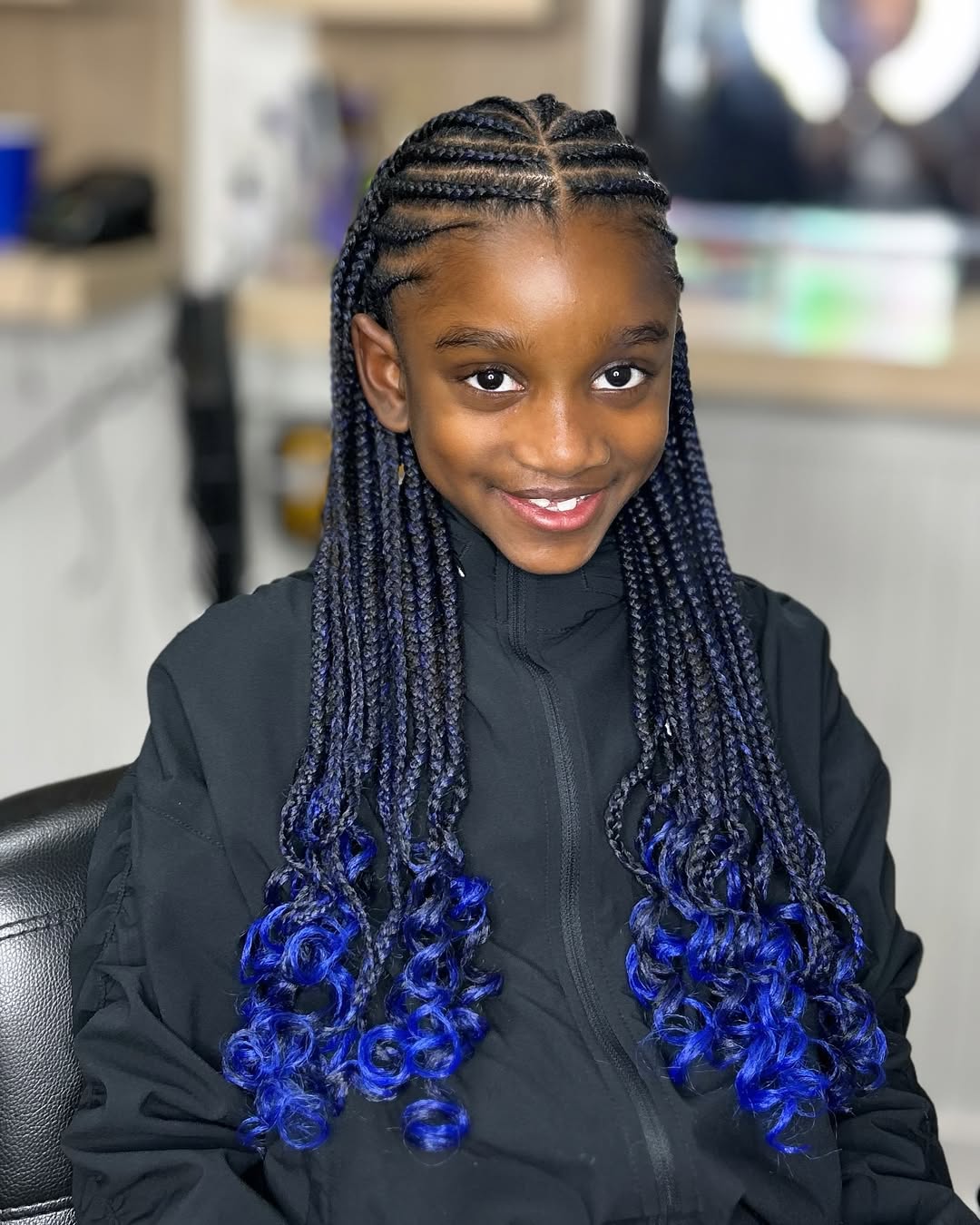 Vibrant Blue Ombre Cornrows For Kids
