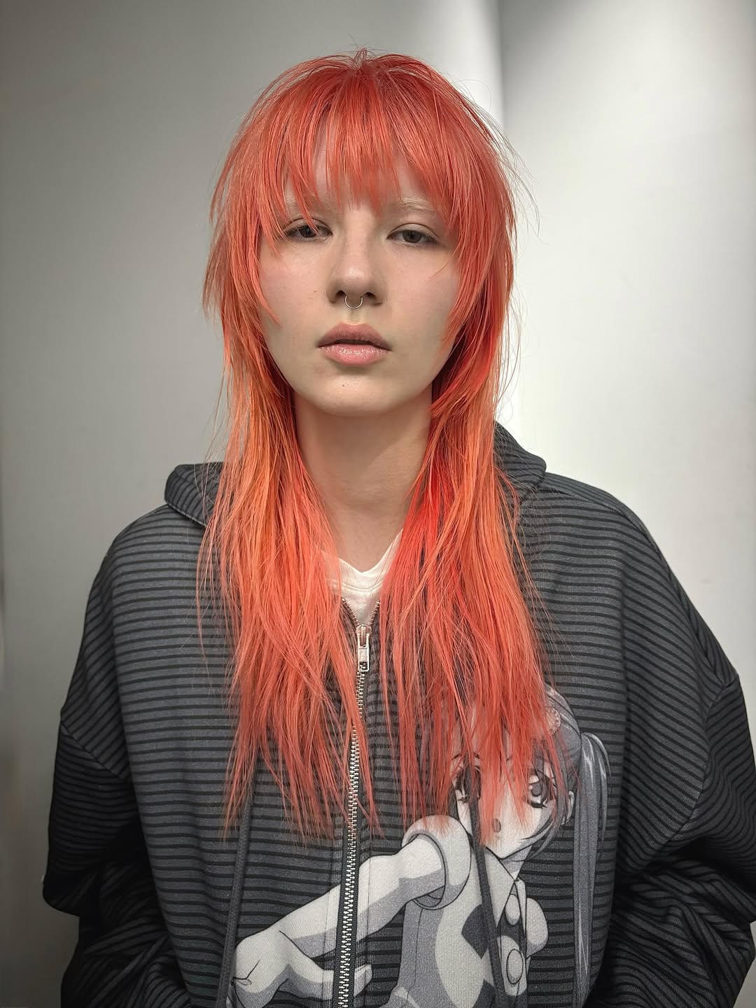 Vibrant Coral Shag With Piecey Fringe