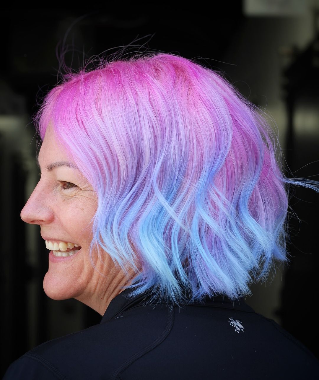 Vibrant Cotton Candy Bob With Playful Waves