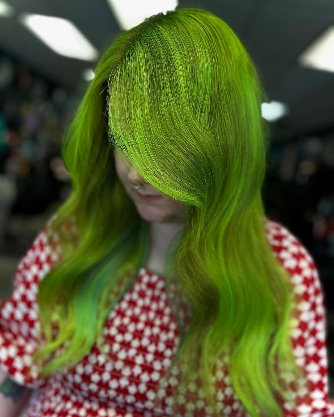 Vibrant Neon Green Layers With Wavy Texture