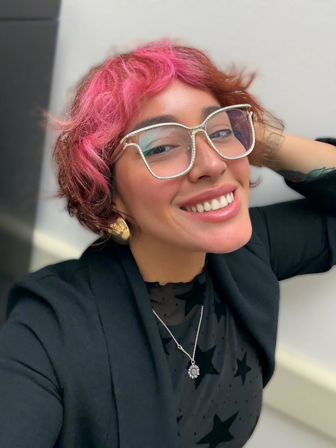 Vibrant Pink Wavy Pixie With Textured Fringe