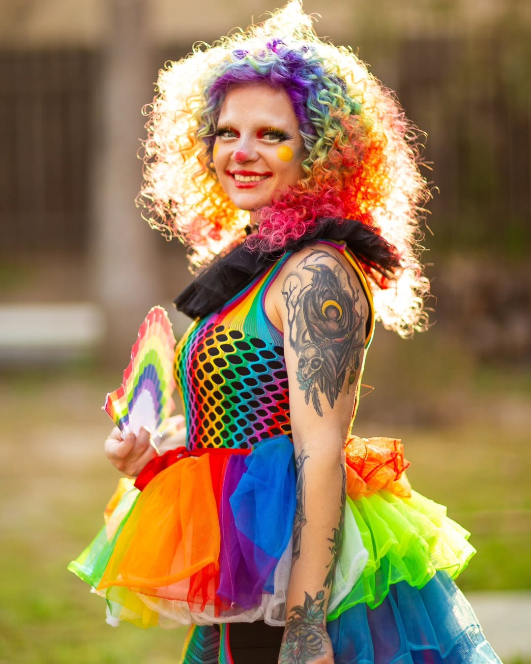 Vibrant Rainbow Clown Wig Curls