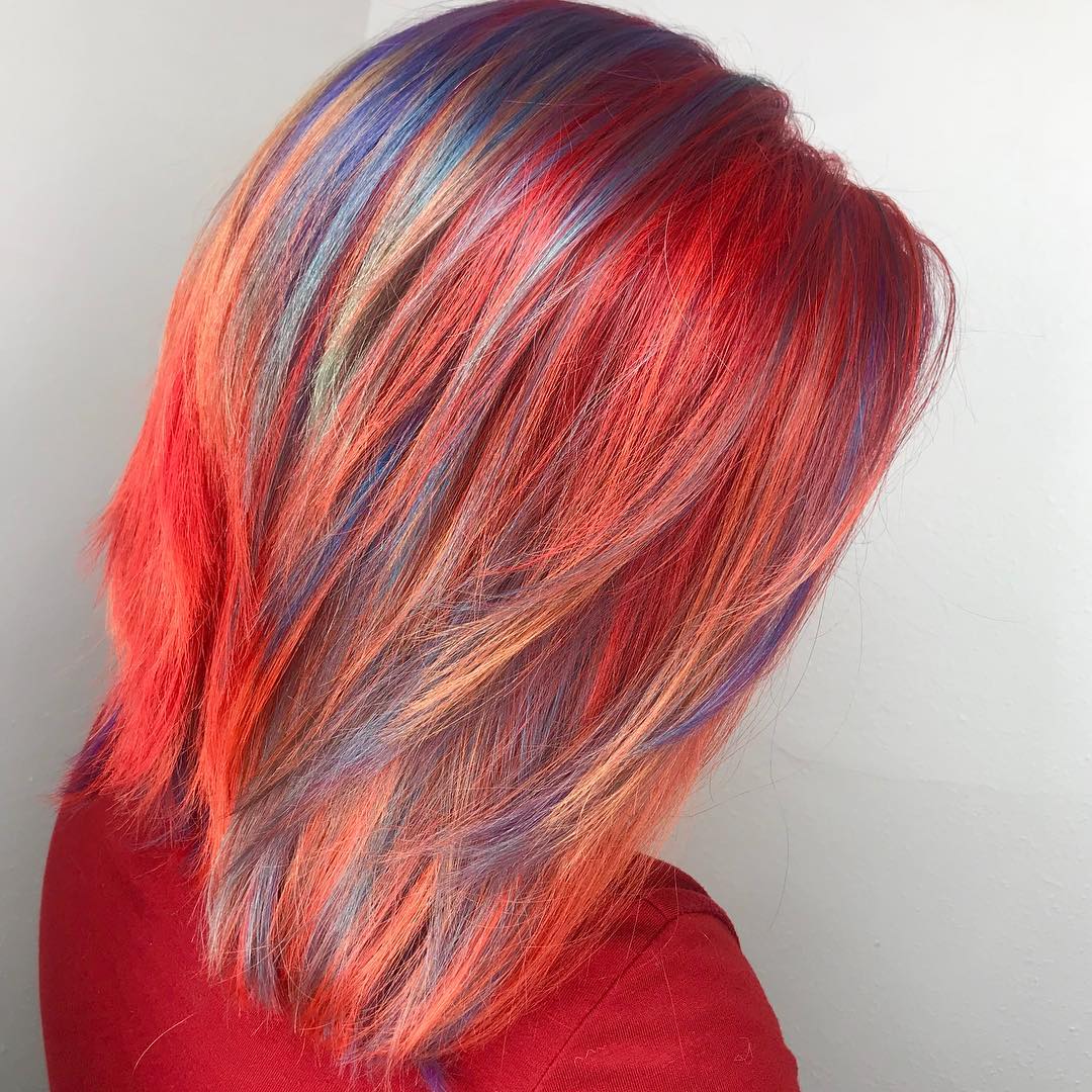 Vibrant Rainbow Fantasy Layers On Orange Base