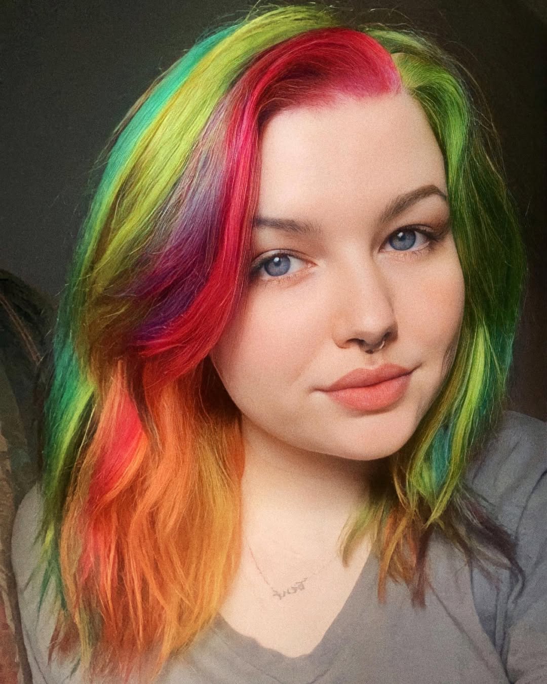 Vibrant Rainbow Hair With Defined Waves