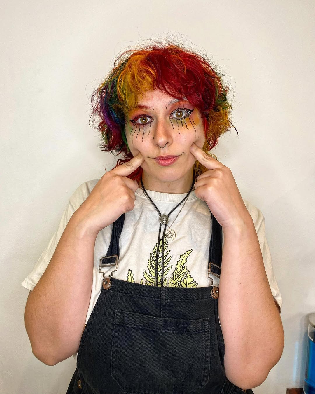 Vibrant Rainbow Pixie Clown Hair