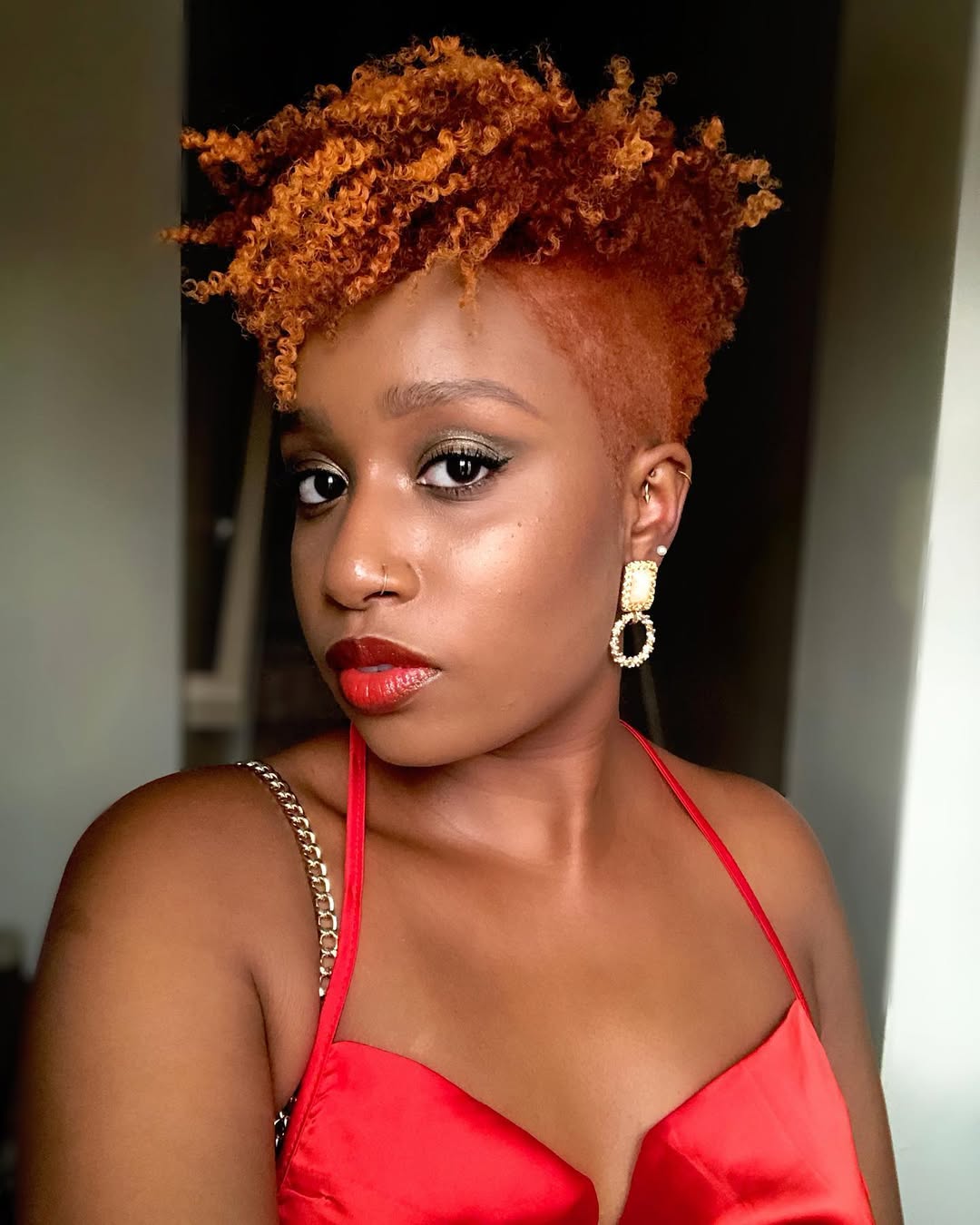 Vibrant Tapered Cut With Coily Copper Curls