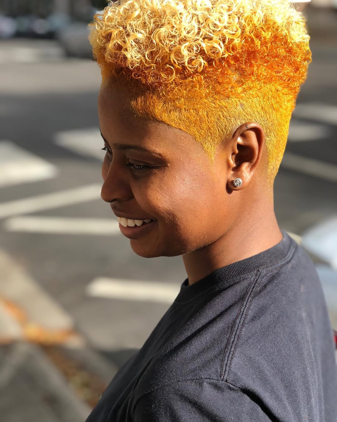 Vibrant Tapered Pixie With Curly Top