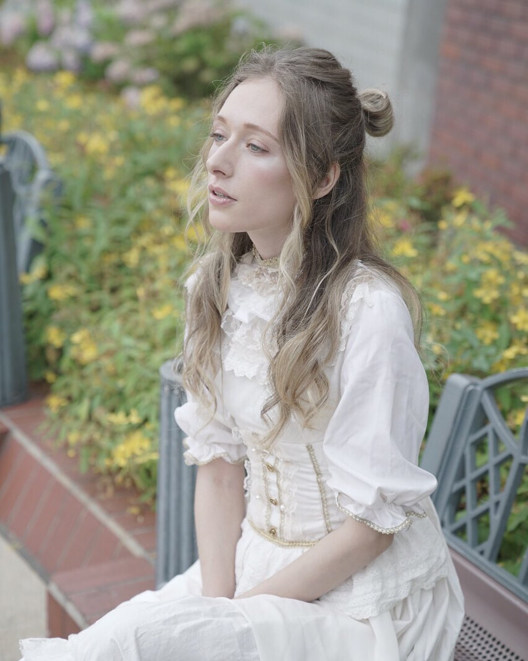 Victorian Lace Corset Dress With Double Buns
