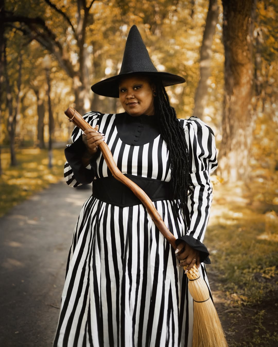 Victorian Striped Witch Halloween Costume Style