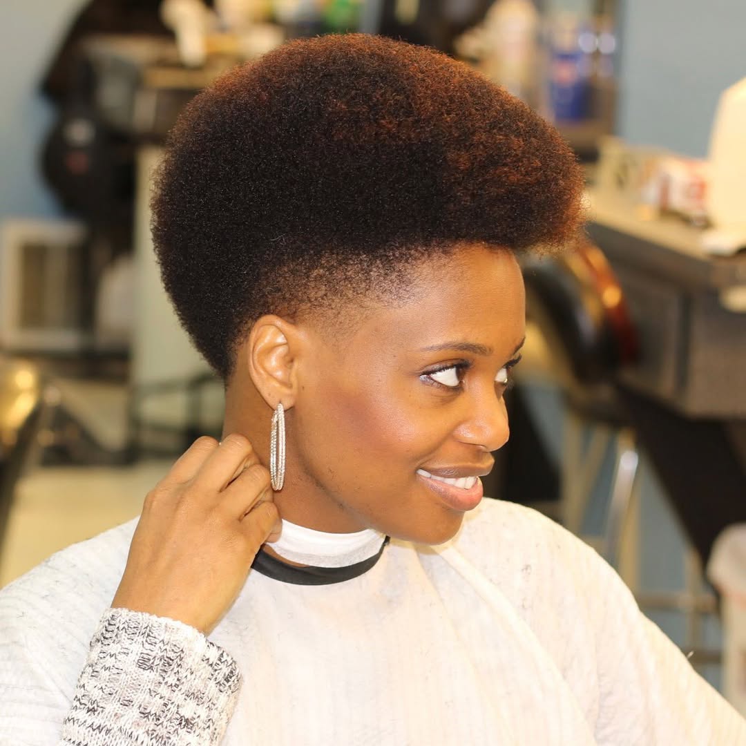 Voluminous Tapered Fro Auburn Tones