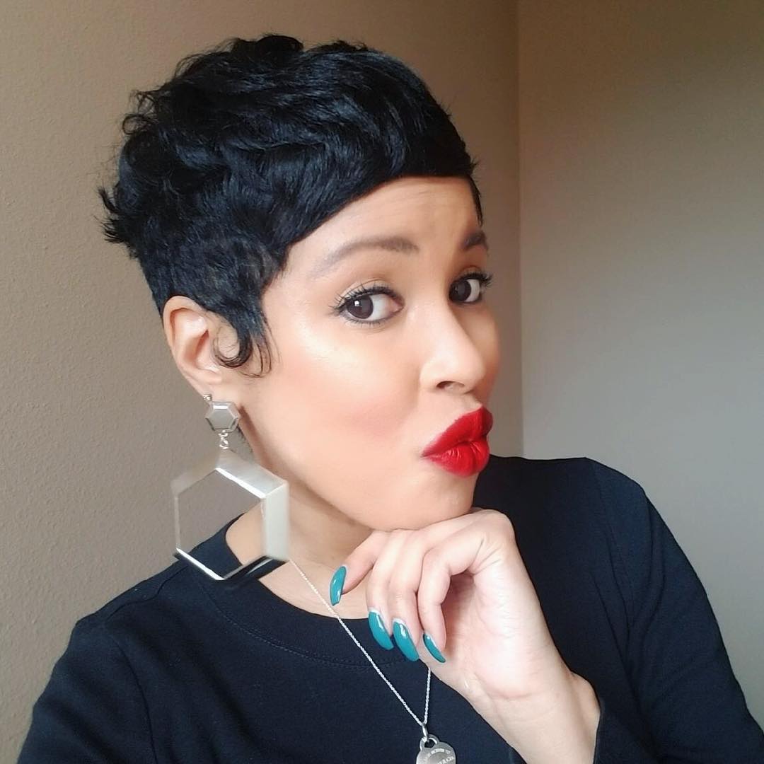 Voluminous Textured Short Pixie With Defined Curls