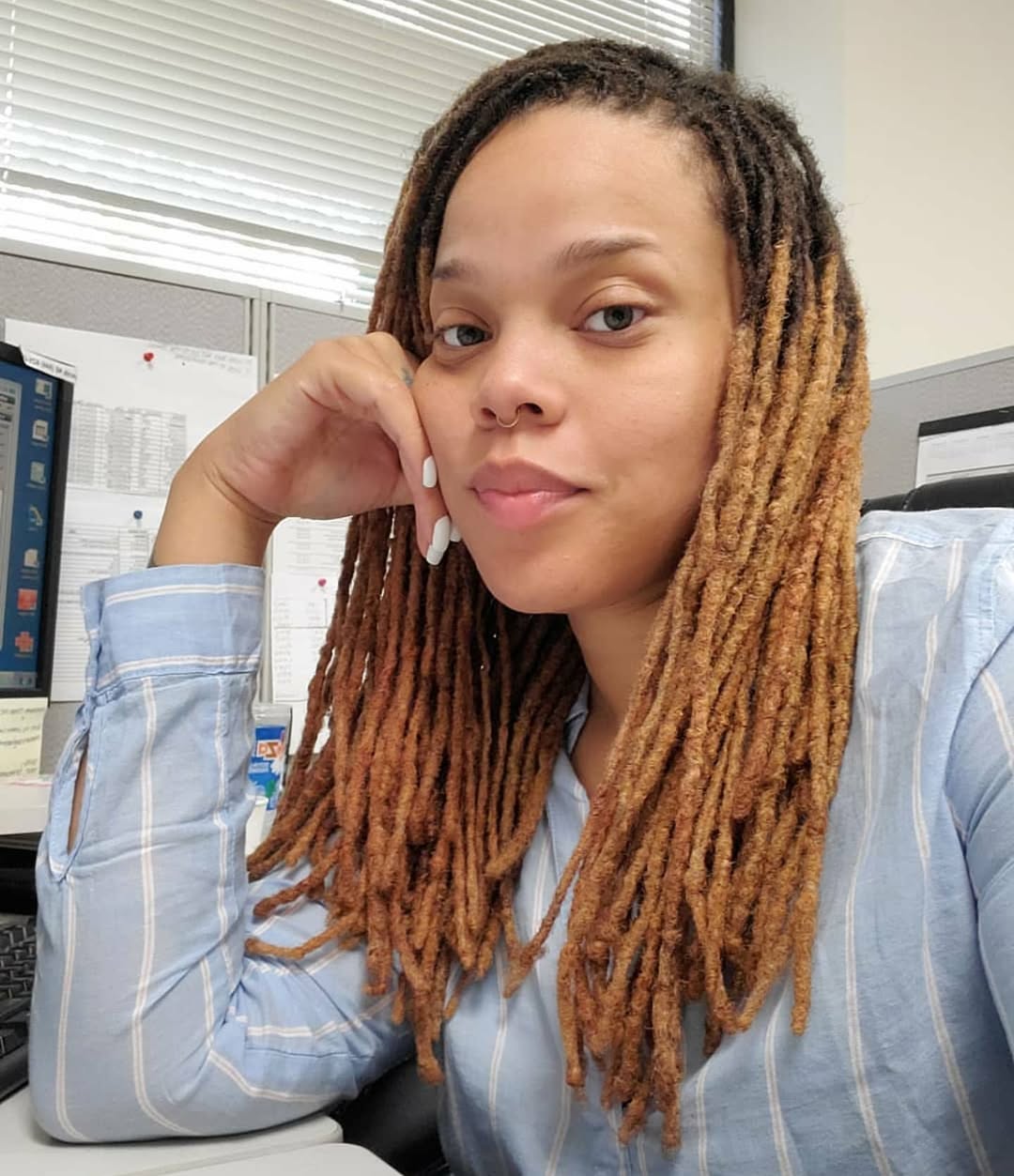 Warm Blonde Locs With Dark Roots