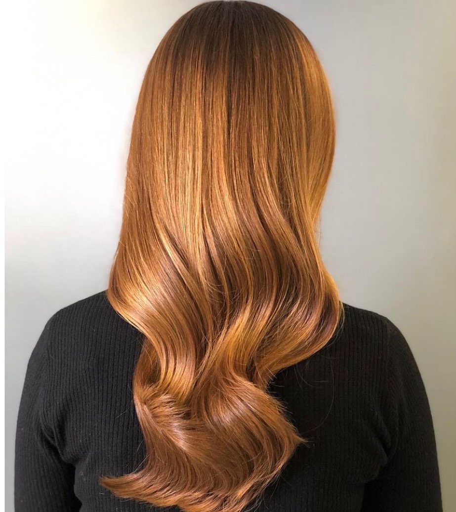 Warm Cinnamon Swirl Hair with Soft Waves