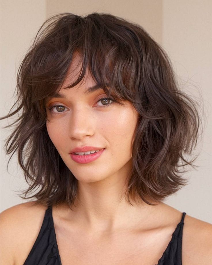 Wavy Chin Shag With Wispy Fringe