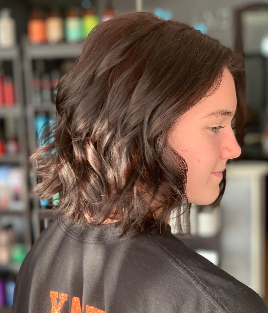 Wavy Chocolate Brown Lob With Subtle Highlights