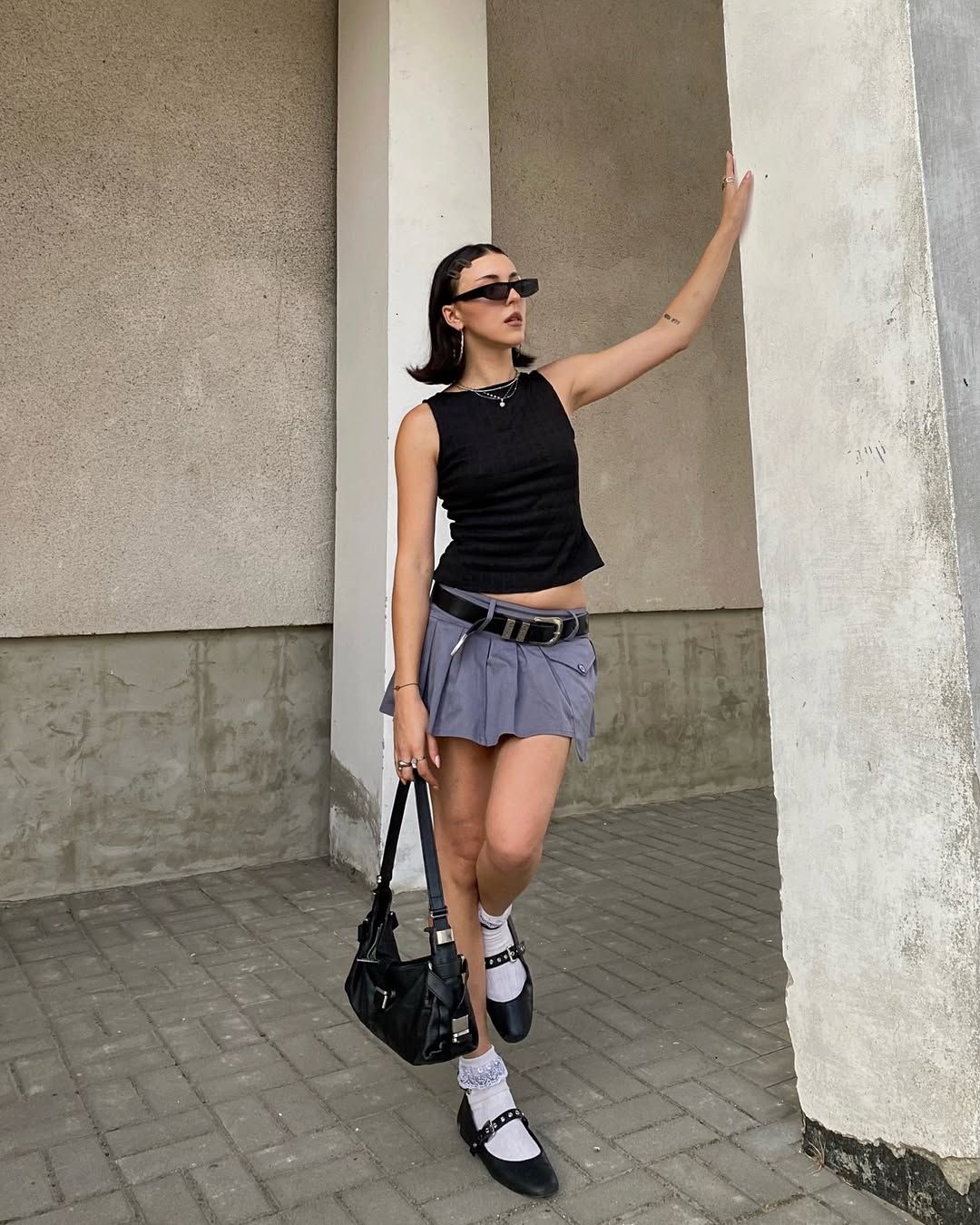 Y2K Crop Top and Pleated Mini Skirt Outfit