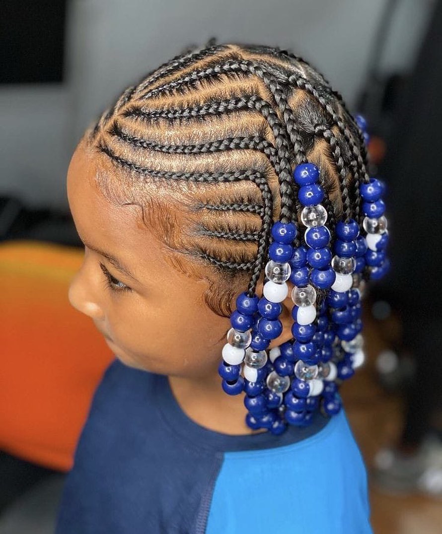 Zigzag Cornrows With Beaded Ends