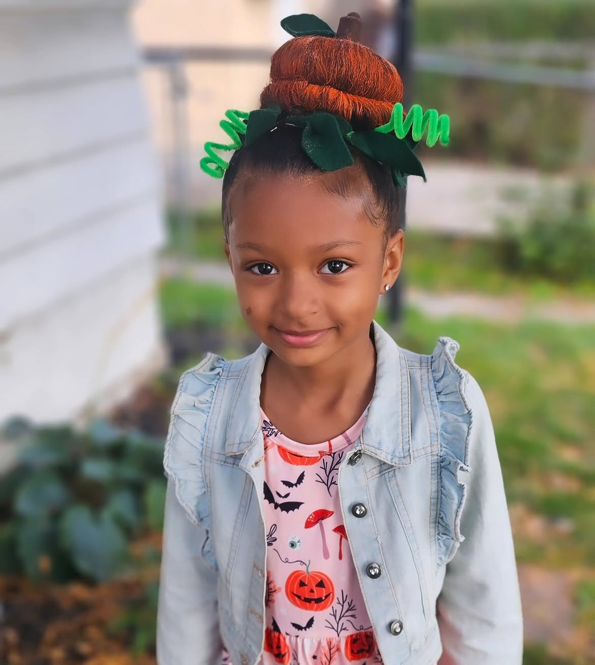 Adorable Pumpkin Top Knot Halloween Hair