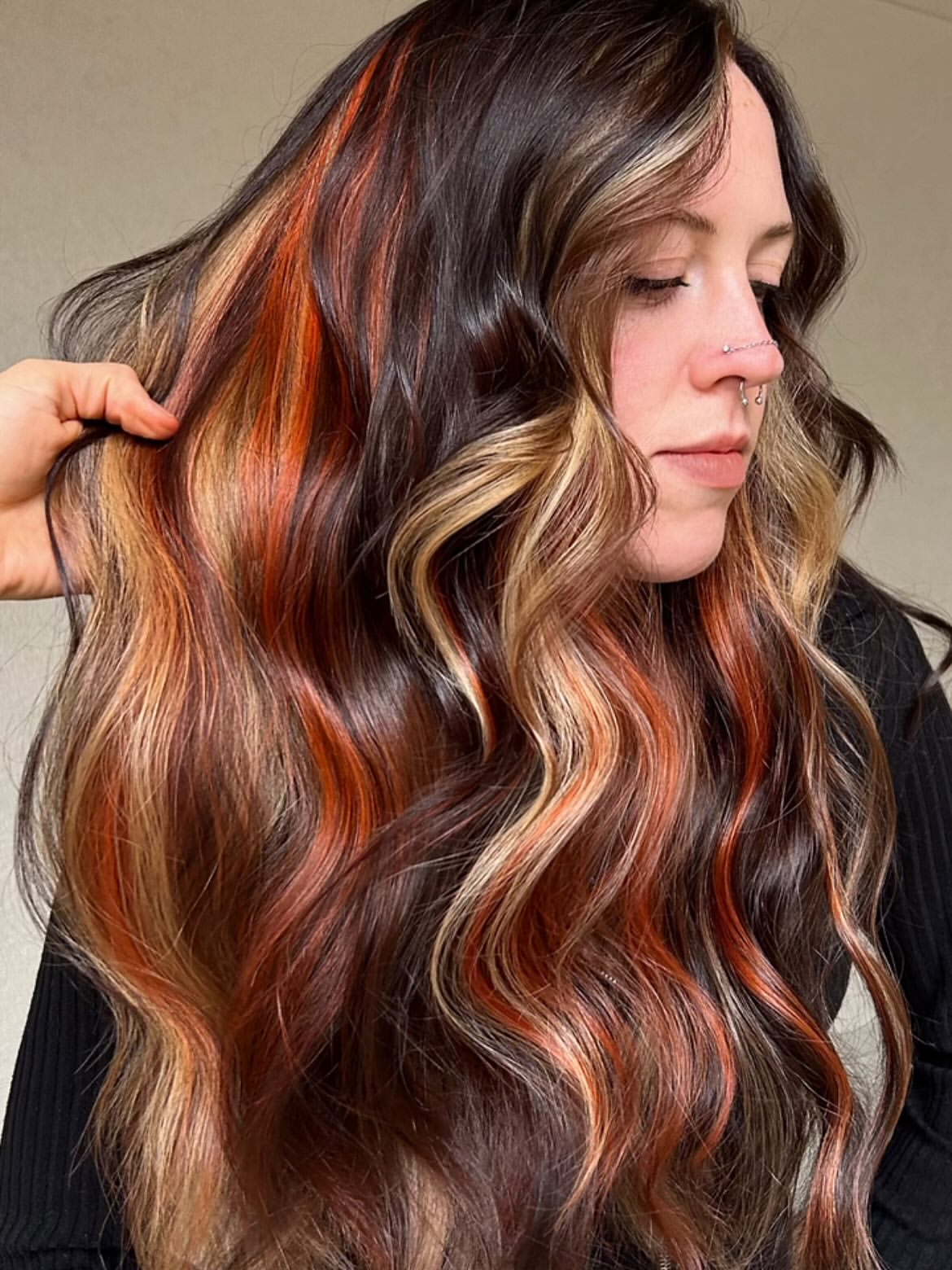 Autumn Blaze Balayage With Loose Waves