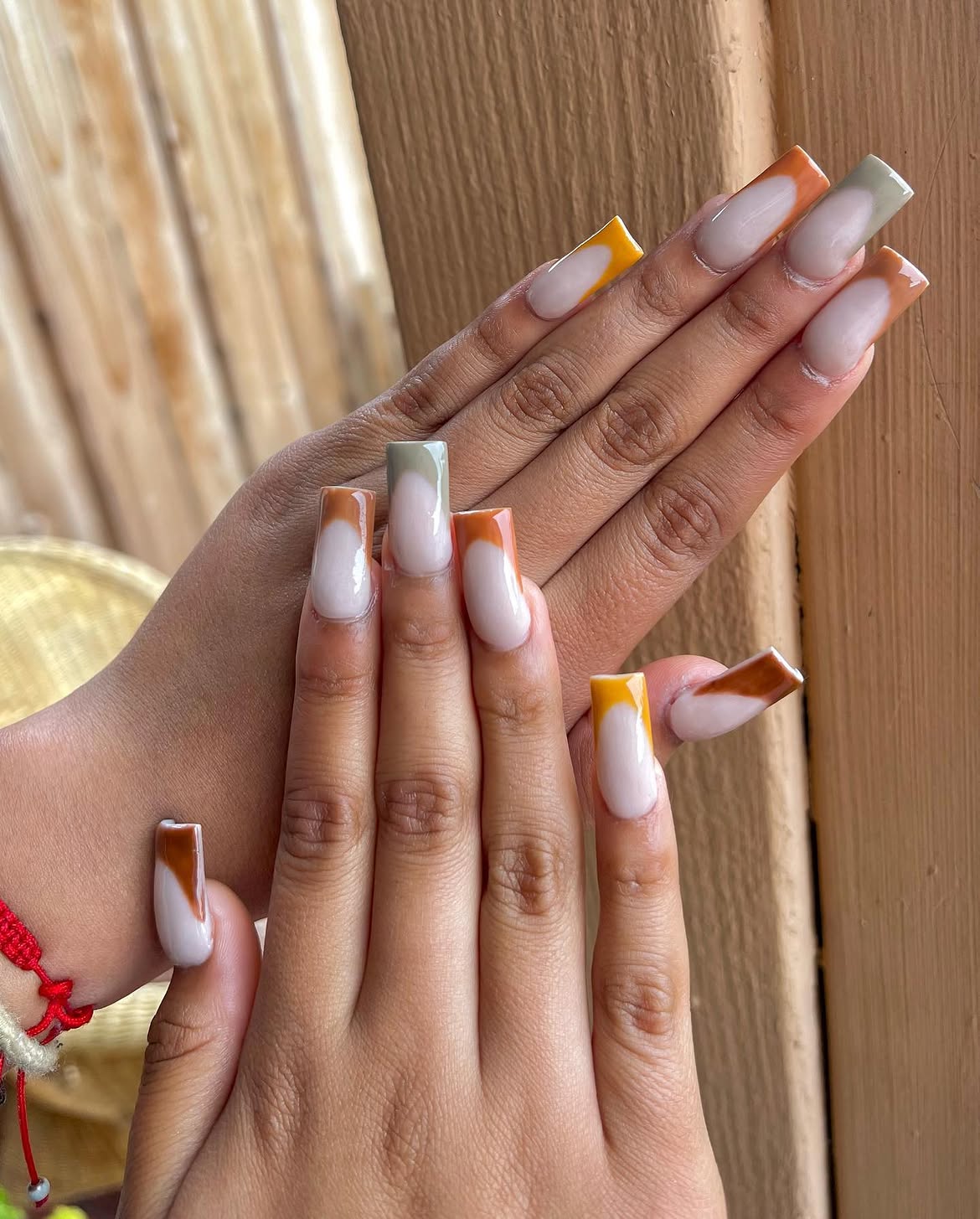 Autumn Gradient French Tip Square Nails