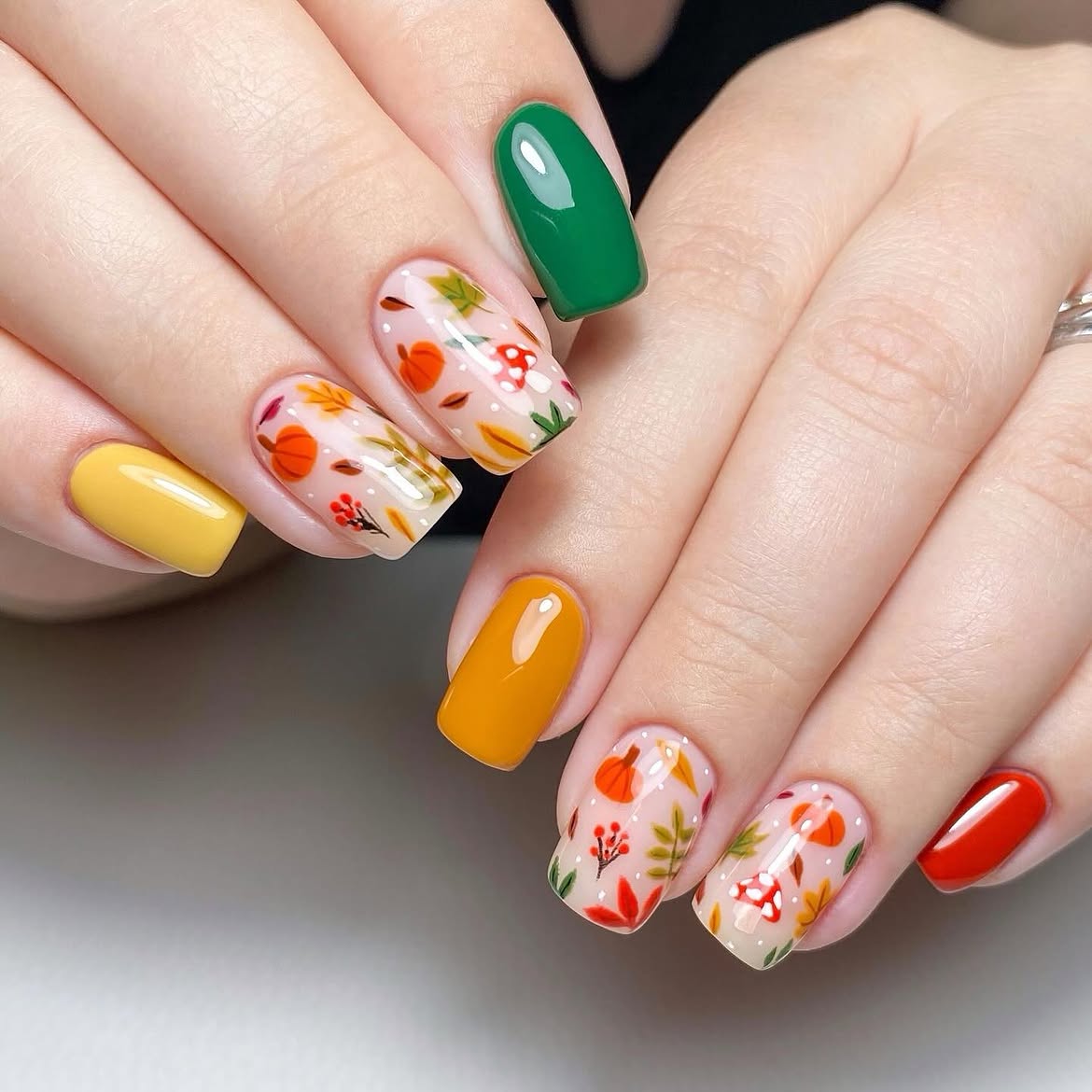 Autumn Harvest Pumpkin Patch Nail Art