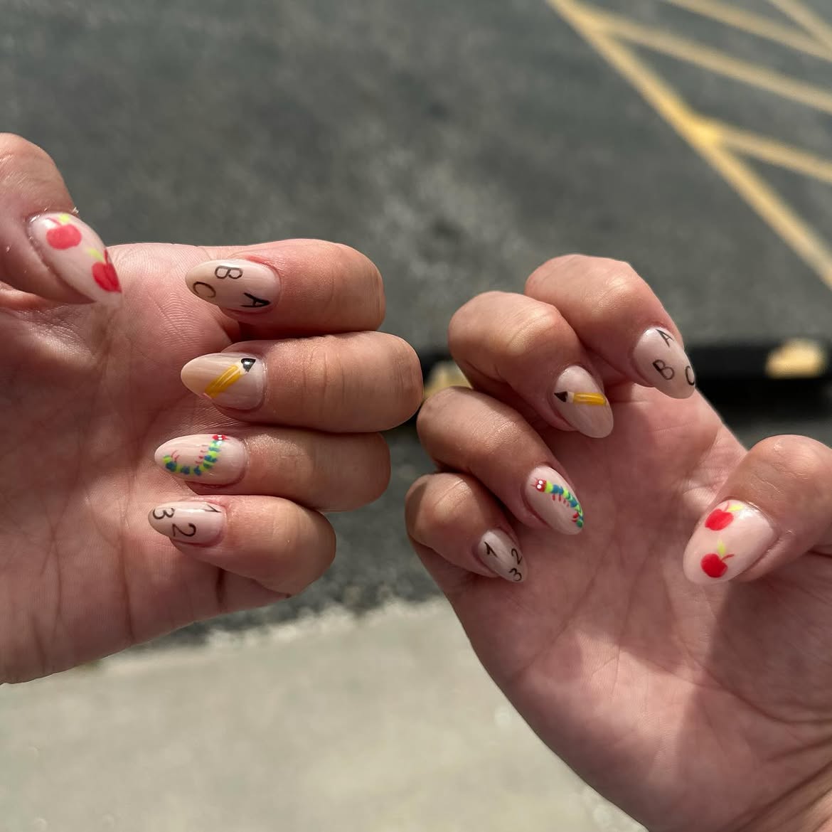 Back To School ABC Apple Pencil Nails