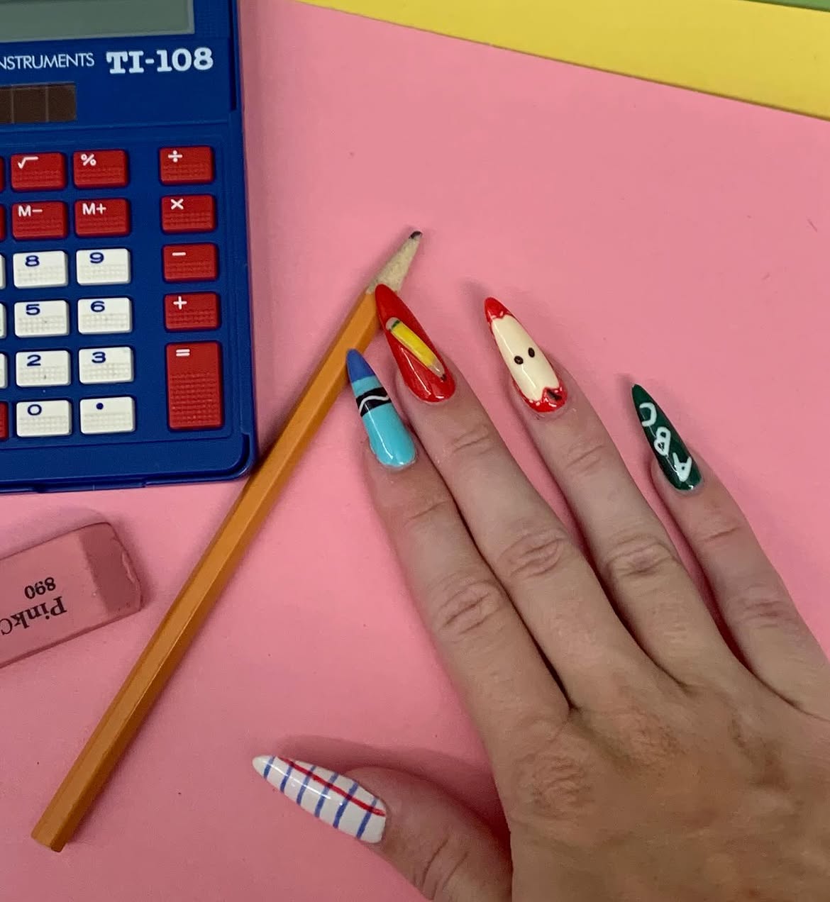 Back To School Crayon And Pencil Nail Art