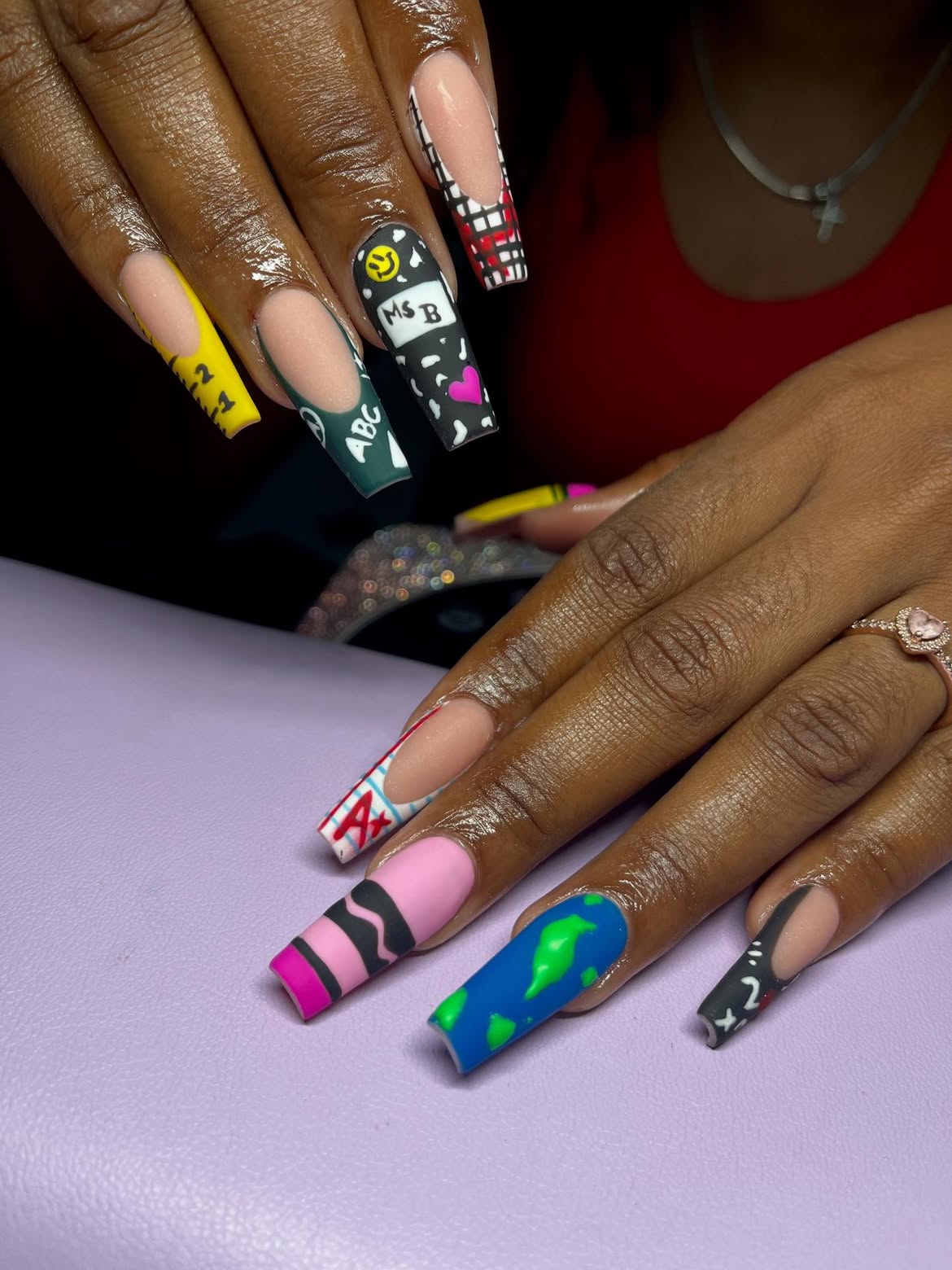 Back To School Crayon & School Supplies Nail Art