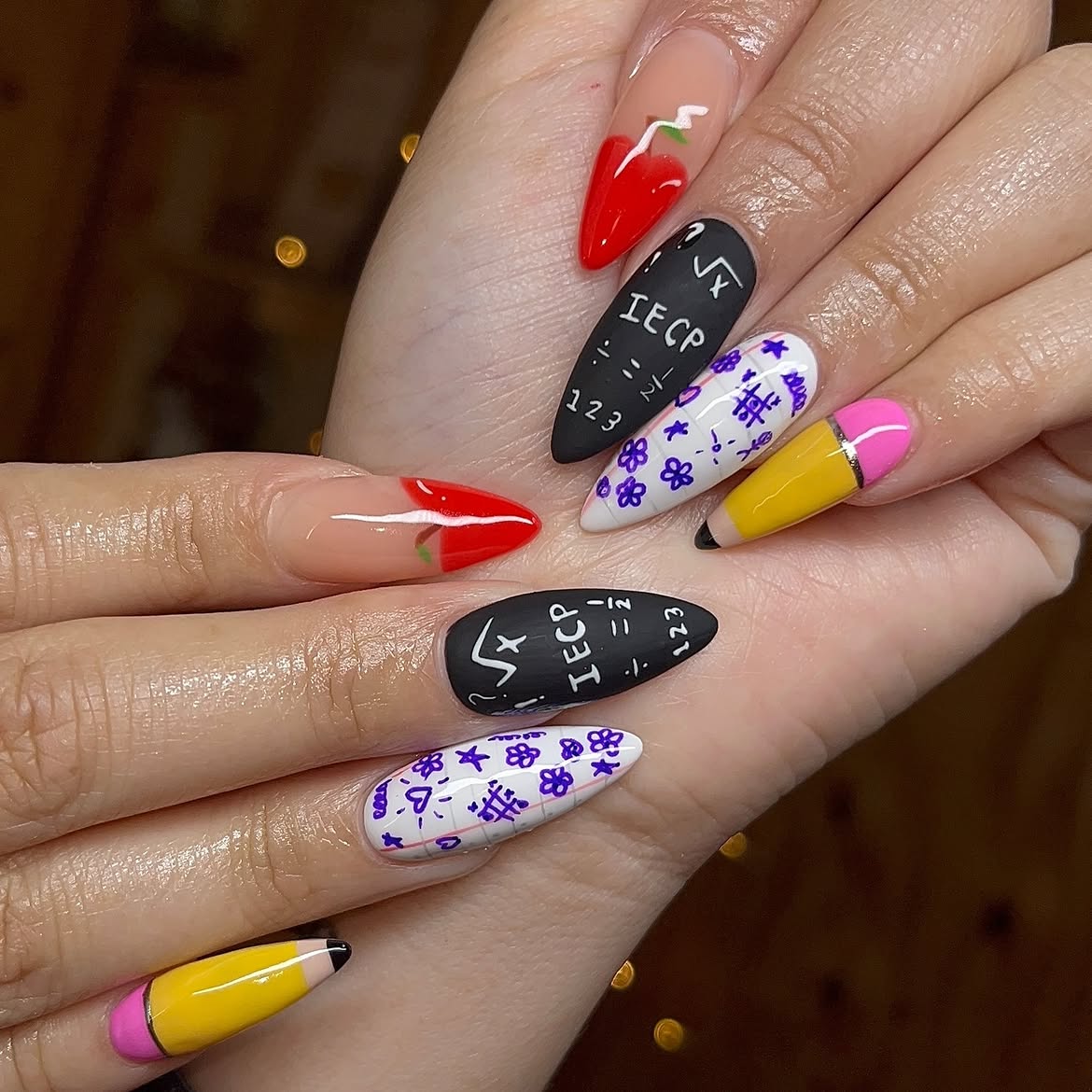 Back To School Pencil And Math Nails