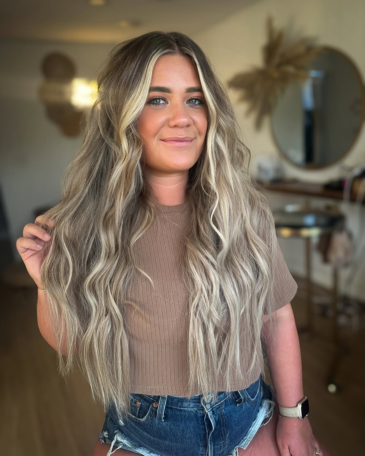 Beachy Waves With Honey Blonde Balayage