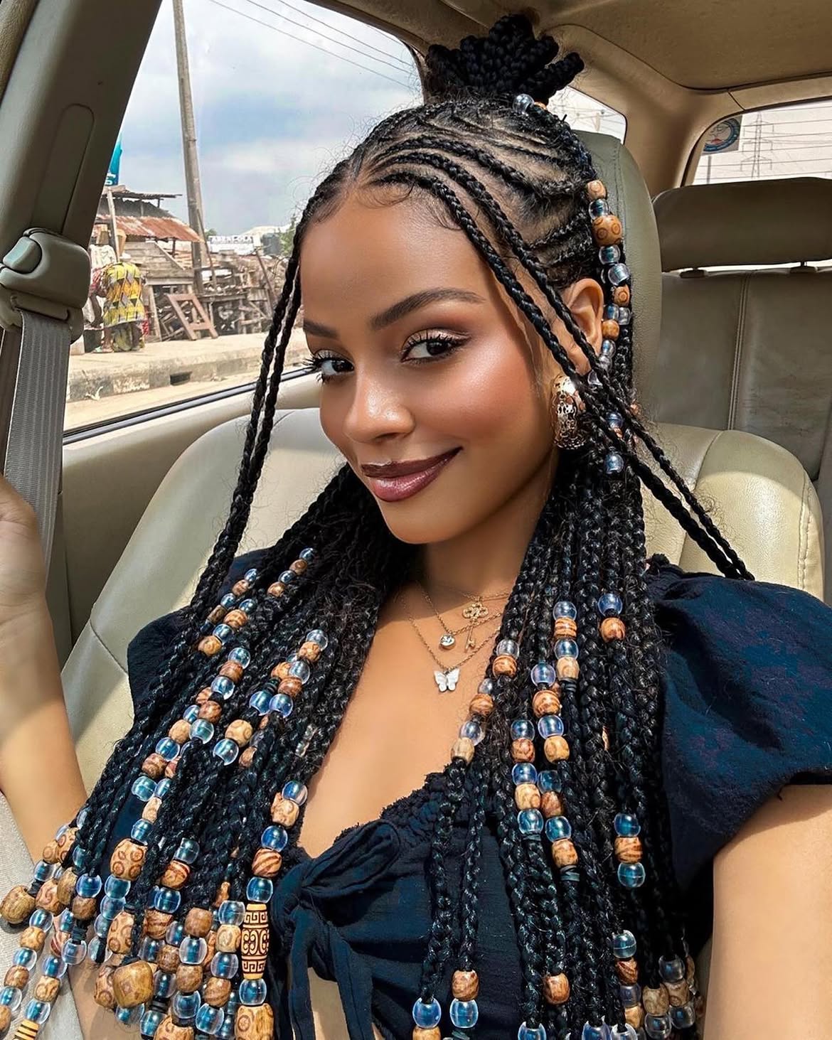 Beaded Fulani Braids With Adorned Braids