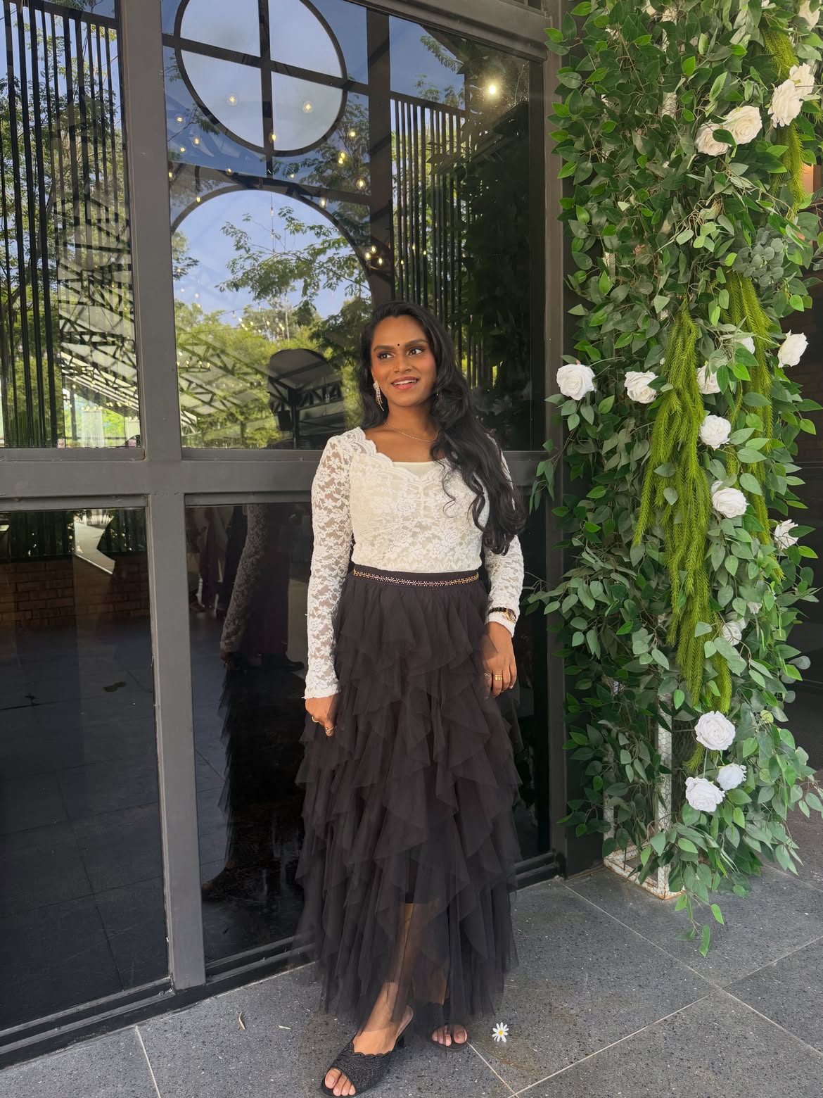Black Tulle Skirt With Lace Top Ensemble