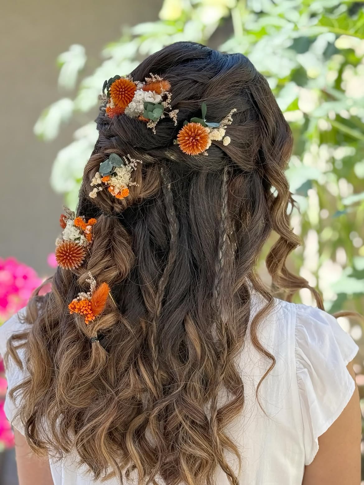 Bohemian Braids With Autumnal Flower Accents