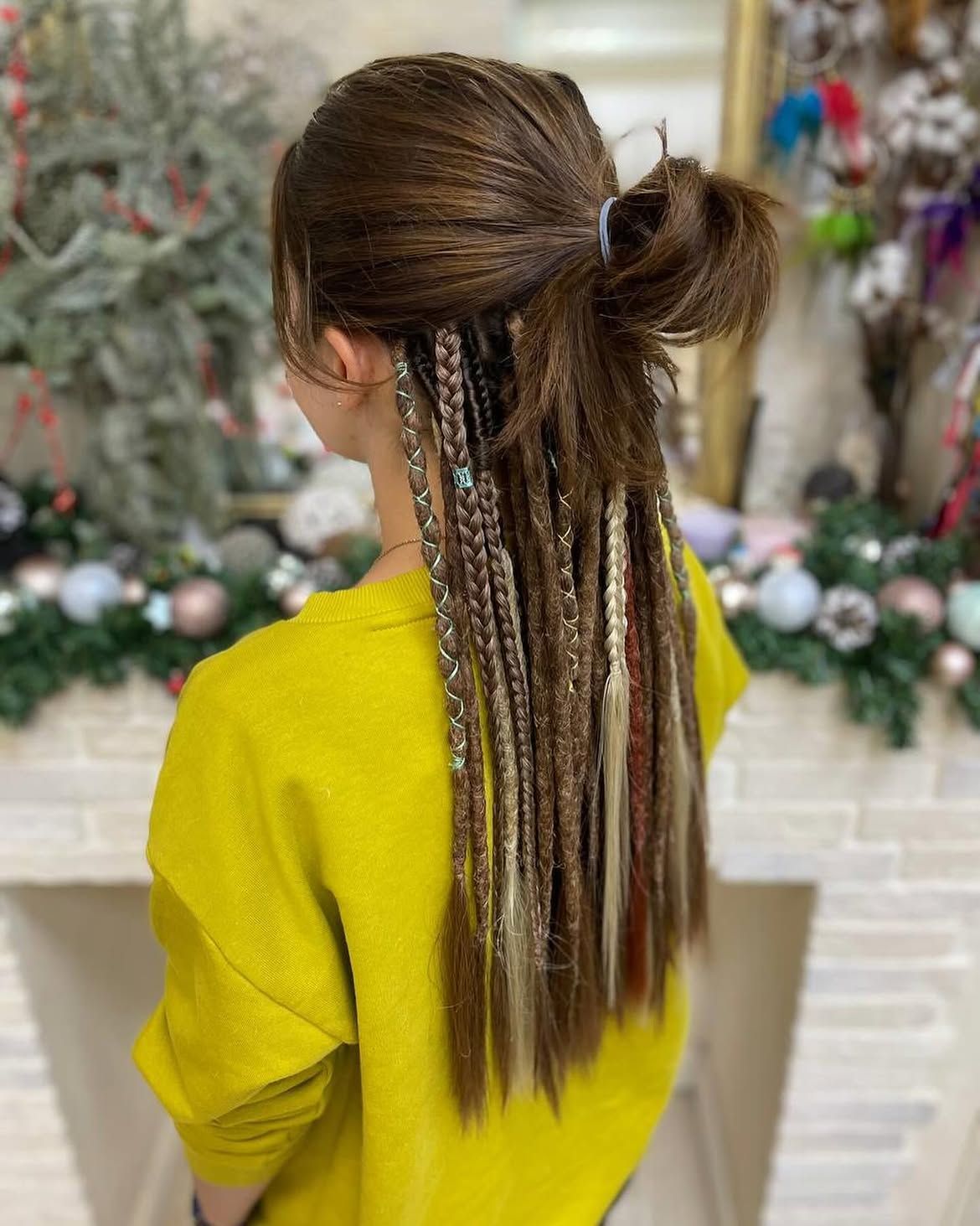 Boho Braids With Accent Threads Up High