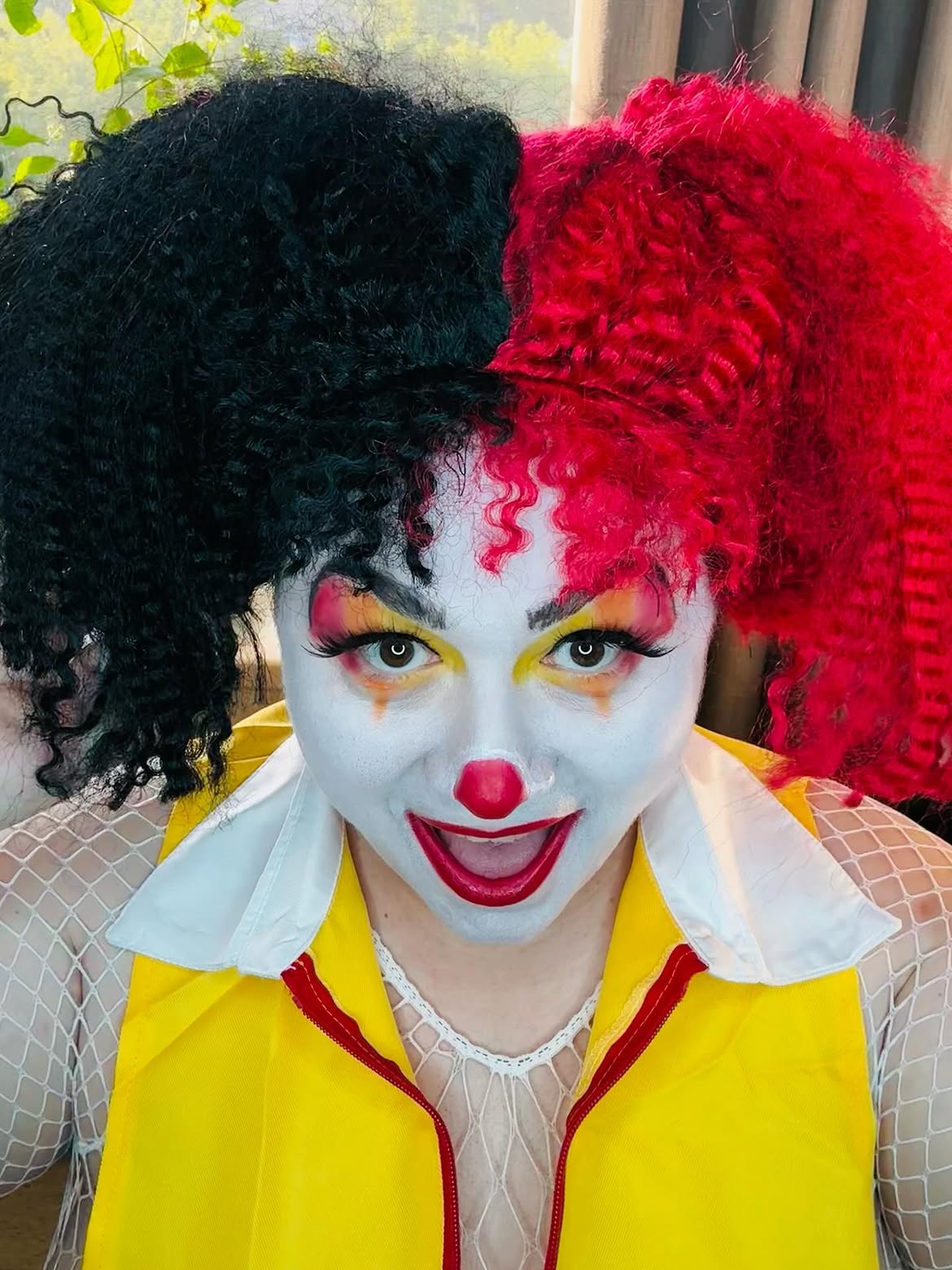 Bold Black and Red Clown Pigtails