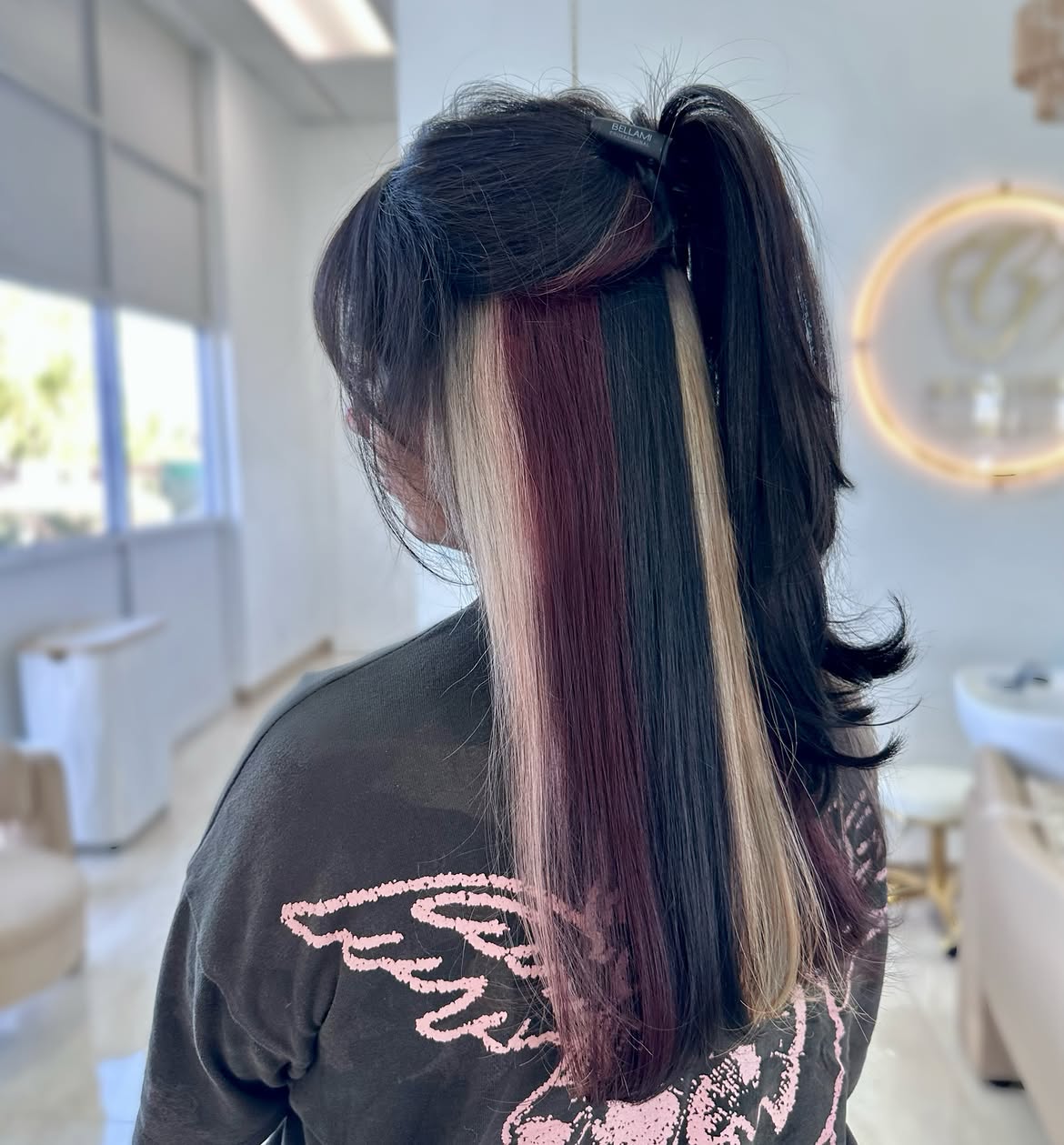 Bold Stripped Calico Hair Color Peekaboo