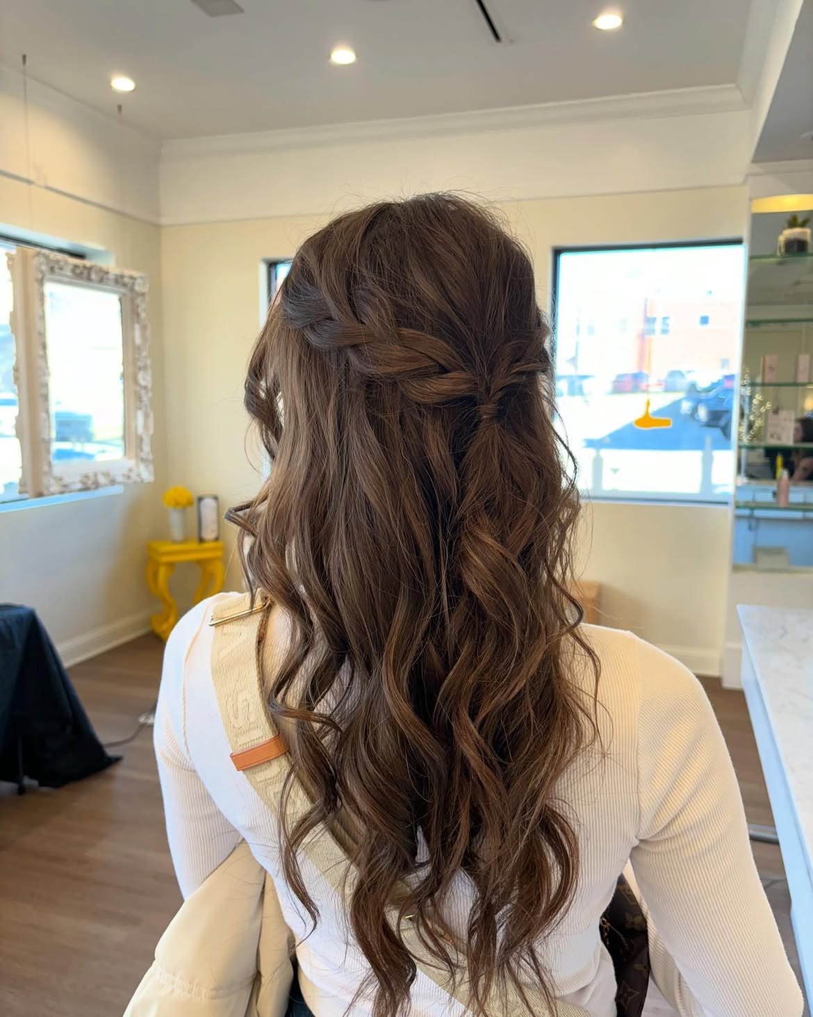 Braided Crown Half-Up Half-Down Waves