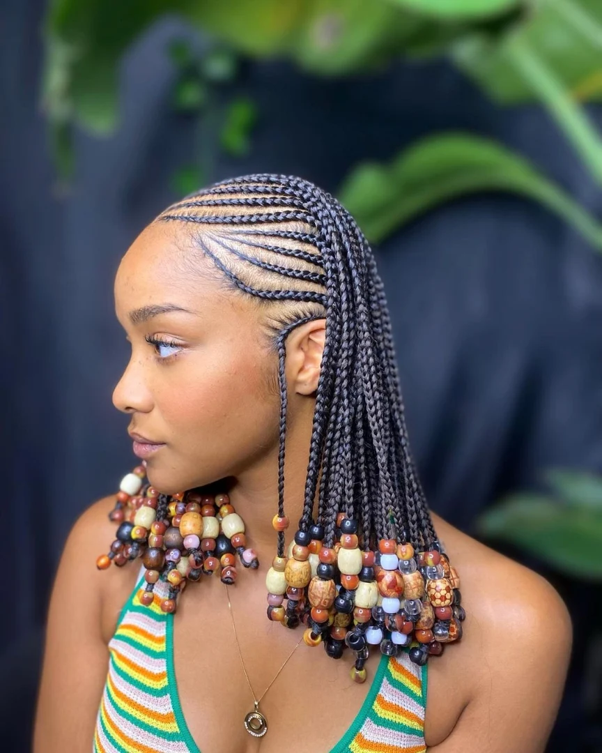 Braided Fulani Style With Colorful Beads