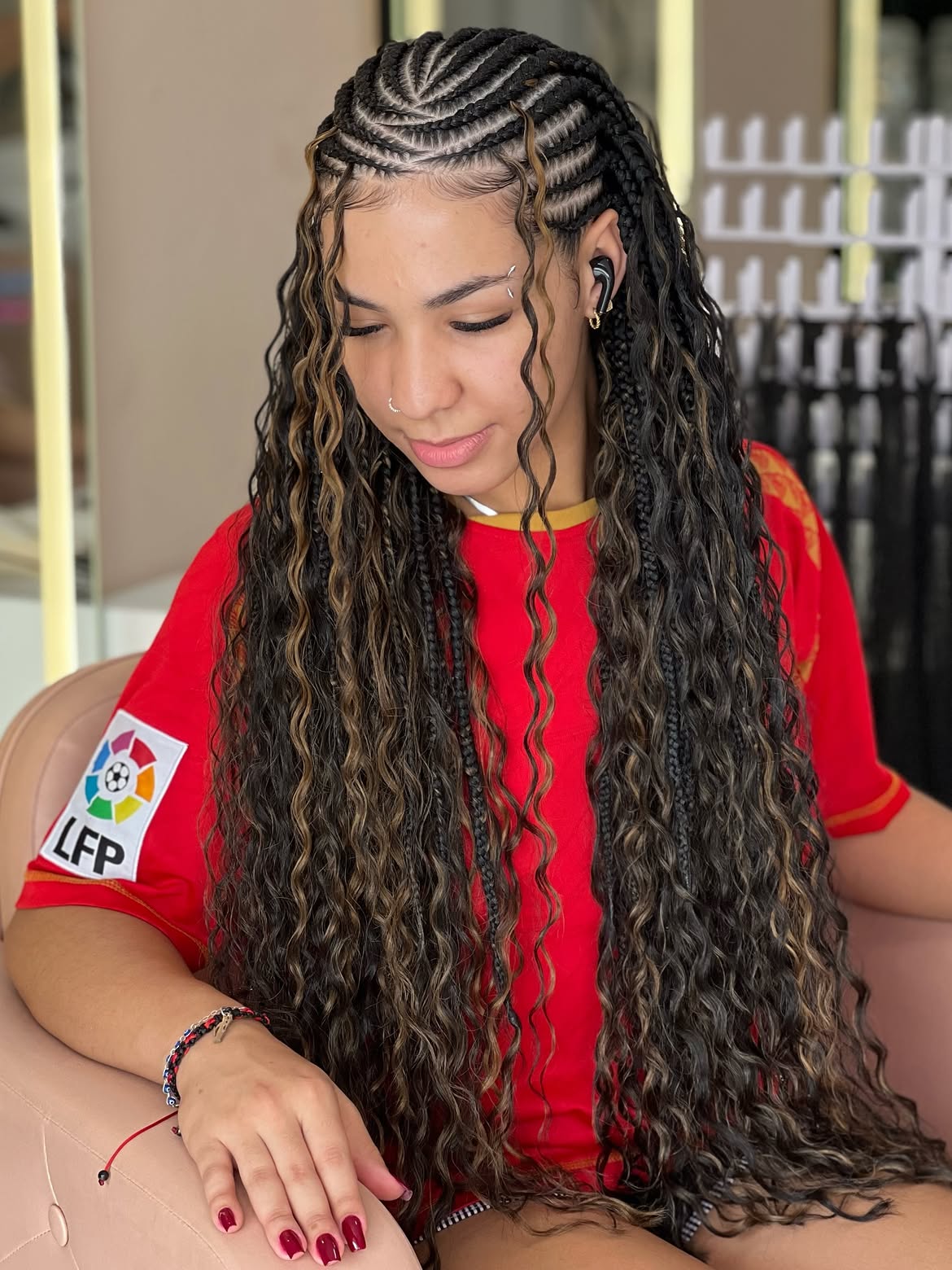 Braided Goddess Locs With Honey Blonde Strands