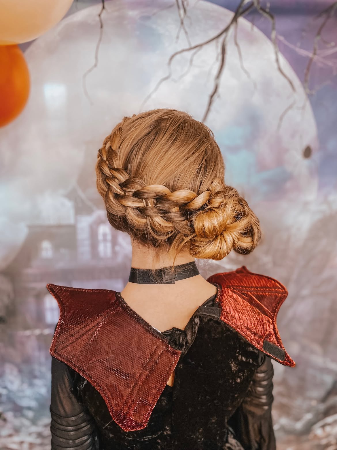 Braided Halo Crown With Twisted Low Bun