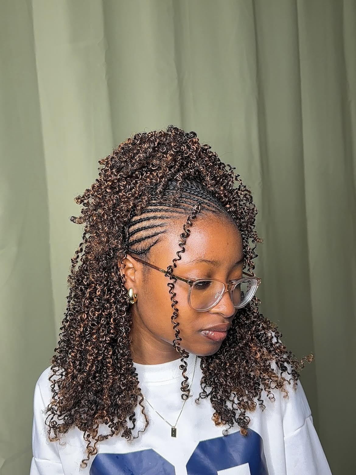 Braided Mohawk With Crochet Curly Extensions