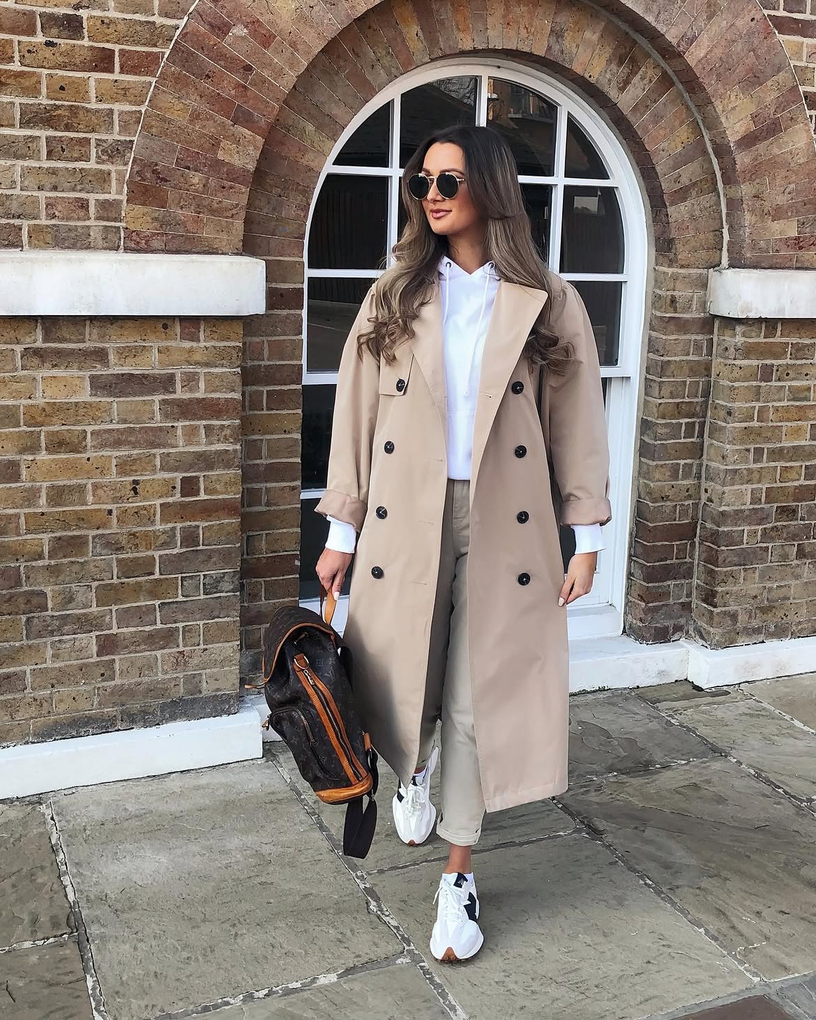 Casual Chic Trench Coat And Hoodie Combo