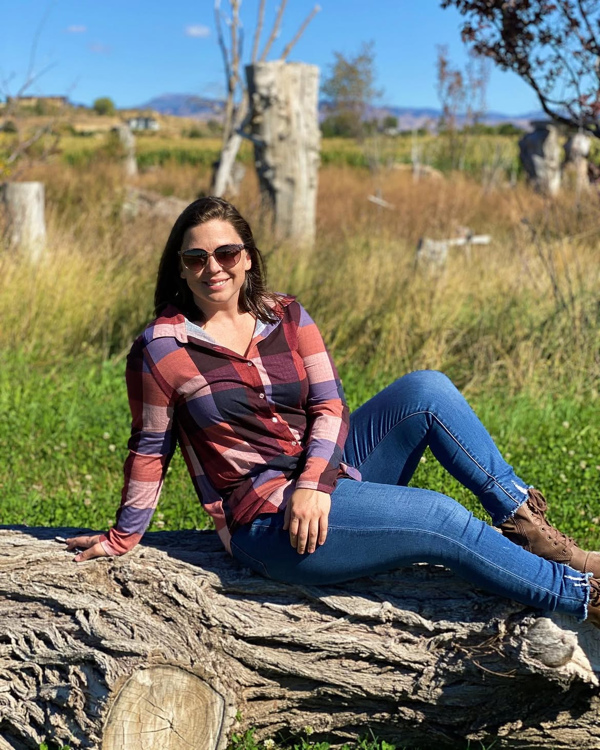 Casual Plaid Button-Up With Distressed Denim
