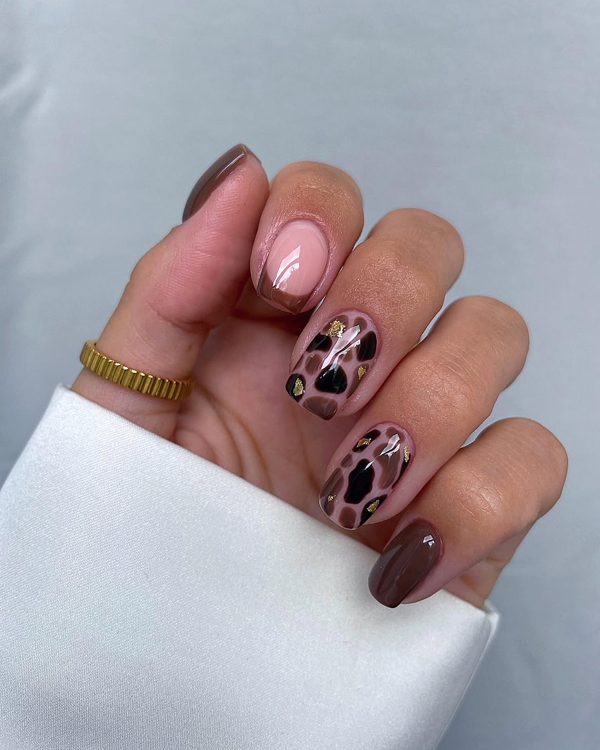 Chic Chocolate Leopard Aura French Tips