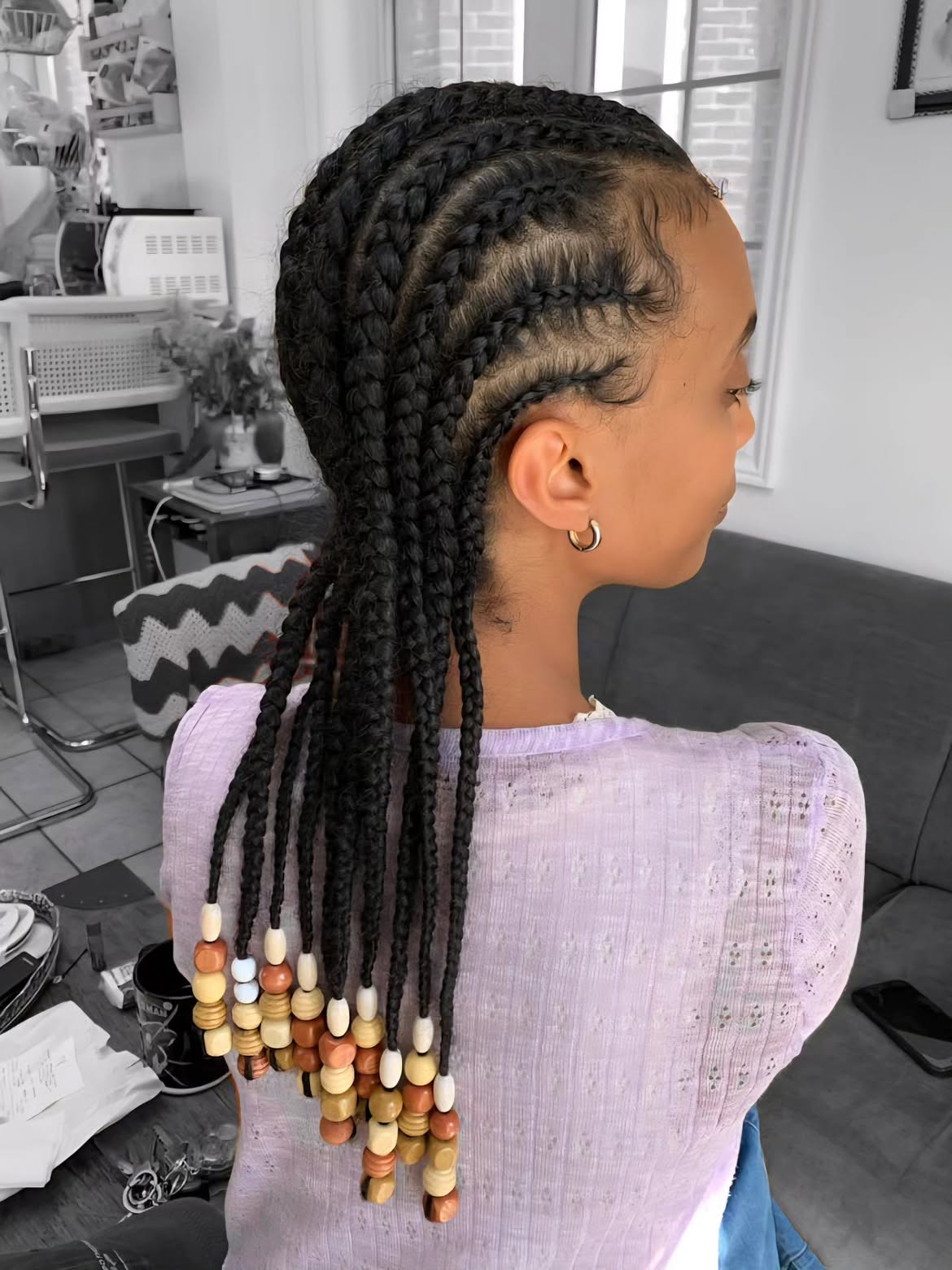 Chic Cornrows With Natural Texture Beads