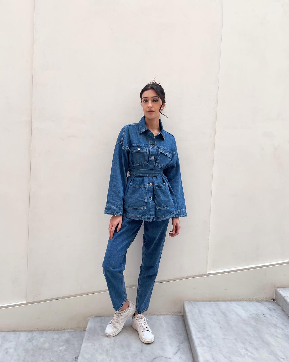 Chic Denim Chore Coat and Jeans Set
